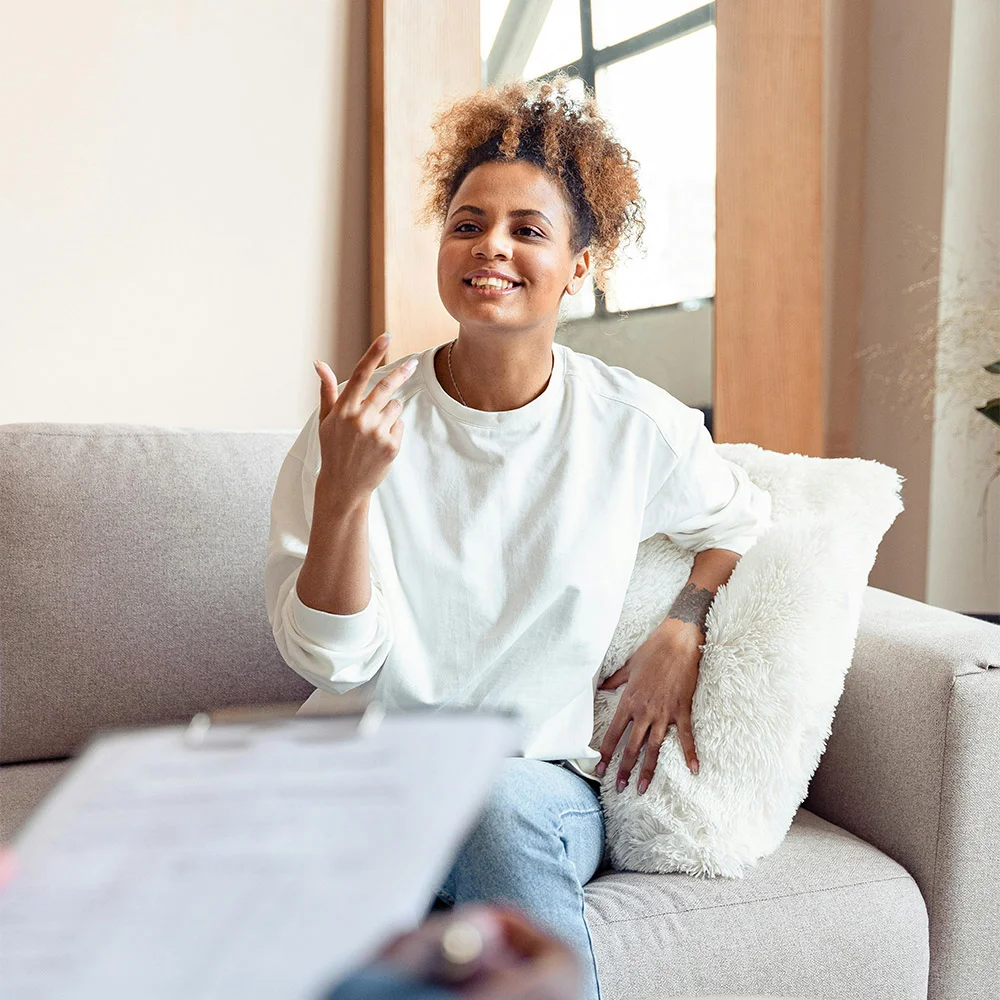 Woman sharing in therapy